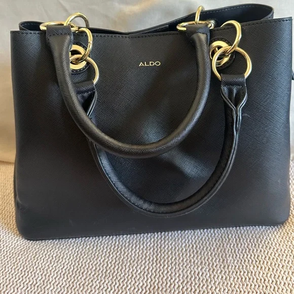ALDO Elegant Black Tote with Gold Accents - Picture 4 of 12